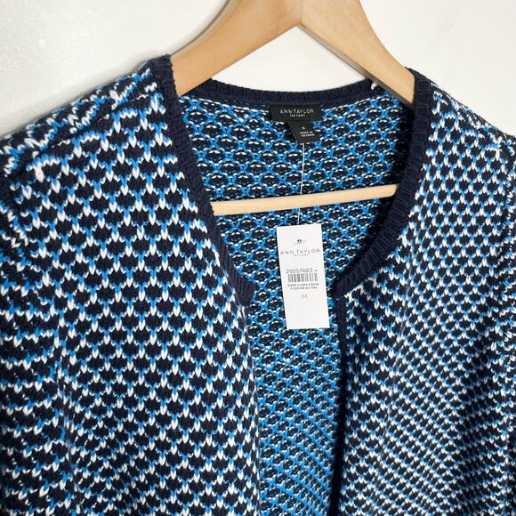 Ann Taylor Womens Open Front Cardigan Sweater Medium Blue Knit Long Sleeve - Picture 5 of 11